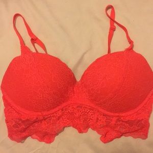 Orange Victoria secret pink push up bra